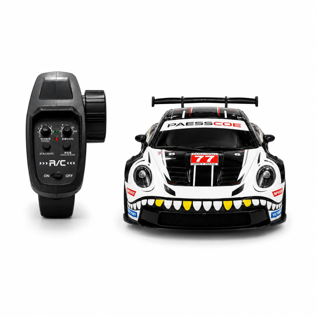 D43-01Q16 Porsche 911 Black Dinosaur Edition 1:43 4WD RC Drift Car With Gyro & LED Lights