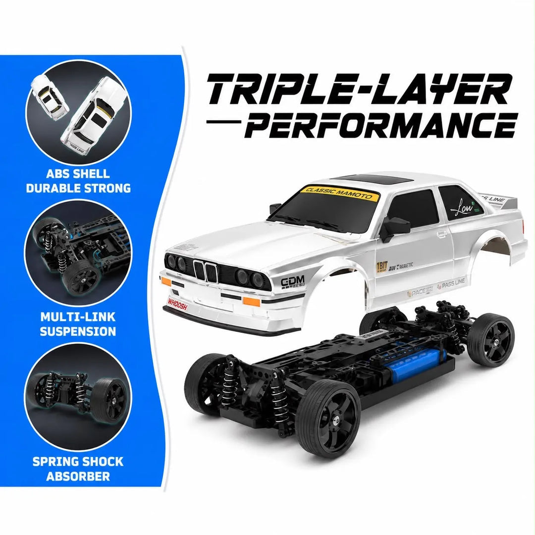 BMW M3 Retro 1:16 4WD RC Drift Car | 50KM/H High-Speed RTR With ESP Gyro & LED Lights